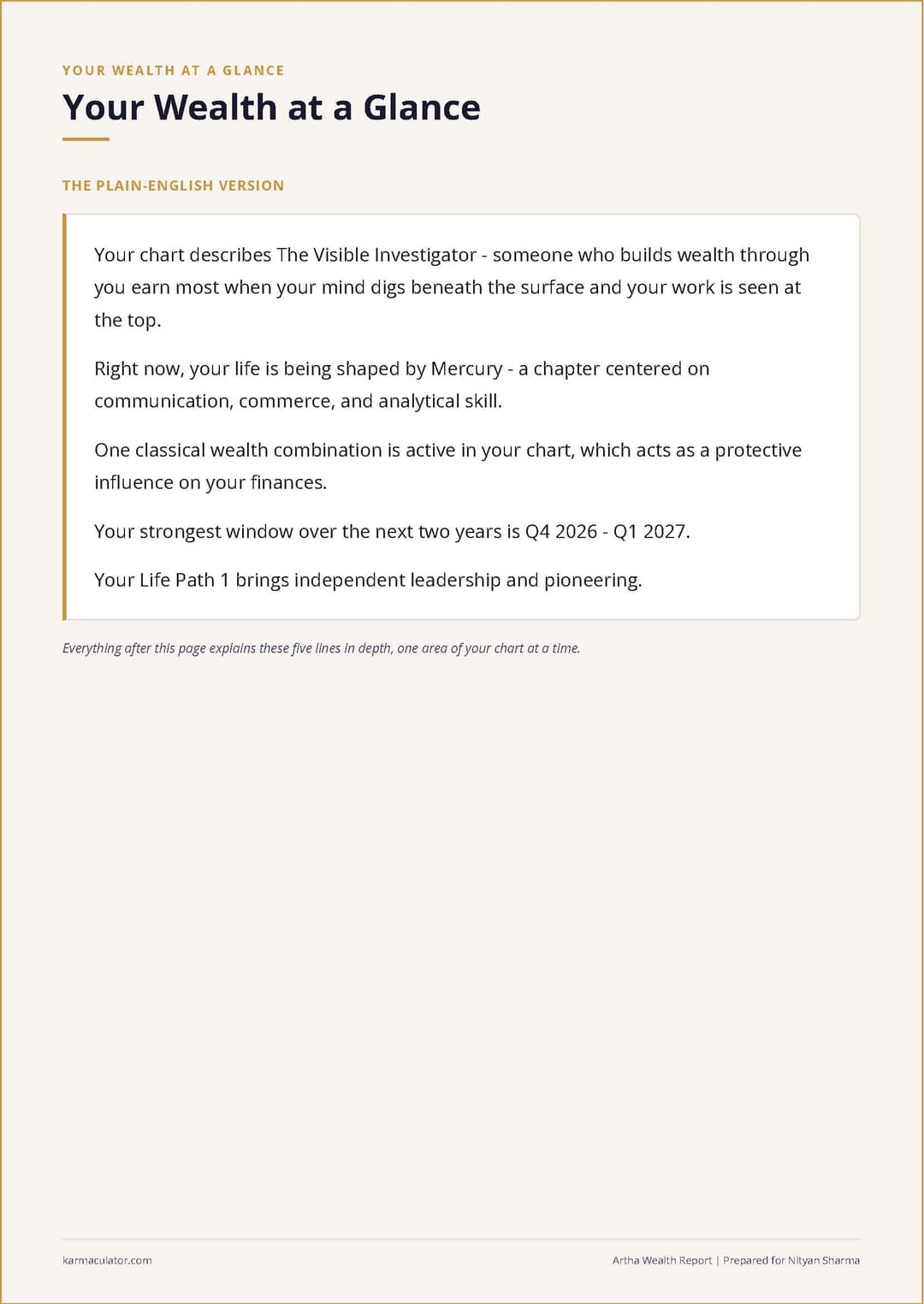 Your Vedic blueprint data - the chart positions your report is built from